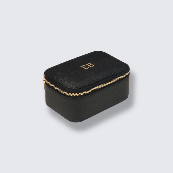 Luxury Personalised Jewellery Box with Initials – Timeless Custom Made Travel Case For Jewellery & Accessories - Unique Gift For Him and Her