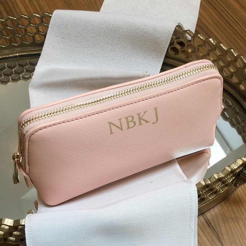 Personalised Makeup Bag with Initials or Name Custom Made Monogram Cosmetics Bag Travel Makeup Pouch Makeup Organiser Gift For Her image 3