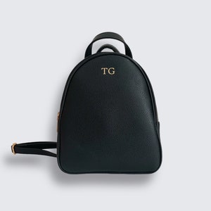 Personalisierter Rucksack mit Initialen - Grauer Rucksack mit Monogramm - Einzigartiges Geschenk für Sie - Maßgeschneiderte Monogramm-Buchtasche mit verstellbarem Riemen