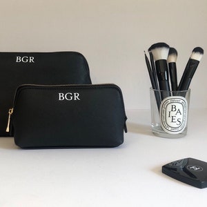 Personalised Makeup Bag with Initials or Name Custom Made Monogram Cosmetics Bag Travel Makeup Pouch Makeup Organiser Gift For Her image 2