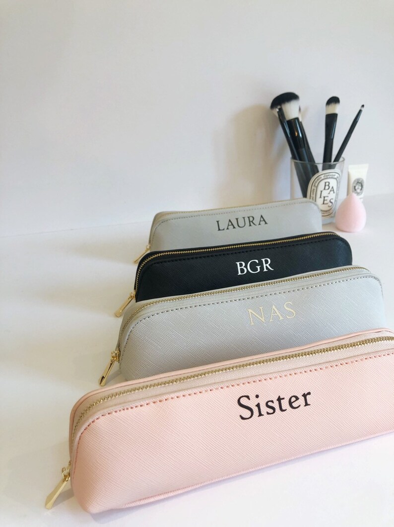 Set of Two Personalised Makeup Bags with Initials Monogram Etsy