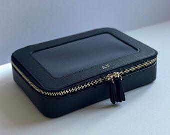 Eleganter Reisekosmetikkoffer für den Urlaub - Klare Make-up-Tasche für die Reise - Durchsichtige Kulturtasche für Toilettenartikel - Geschenk für Sie - Make-up-Koffer