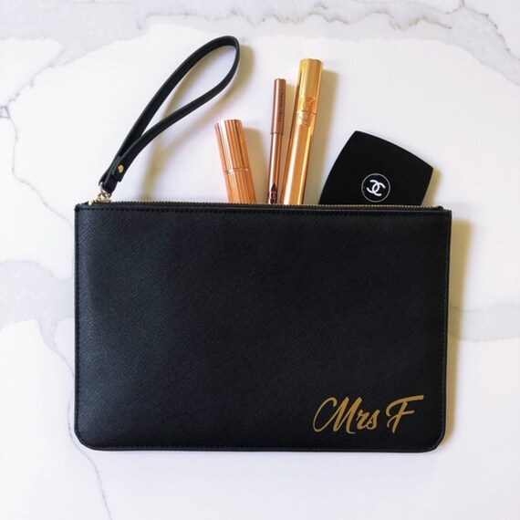 personalised mrs clutch bag