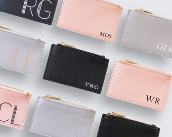 Personalised Card Holder - Monogrammed Credit Card Holder With Initials - Personalised Gift For Her Gift For Him - Customised Travel Wallet