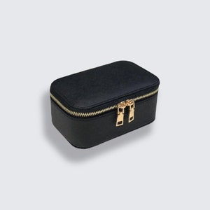 Portagioielli nero di lusso - Custodia da viaggio per gioielli e accessori - Portagioielli regalo per lei Regalo per lui - Scatola nera classica per orologi