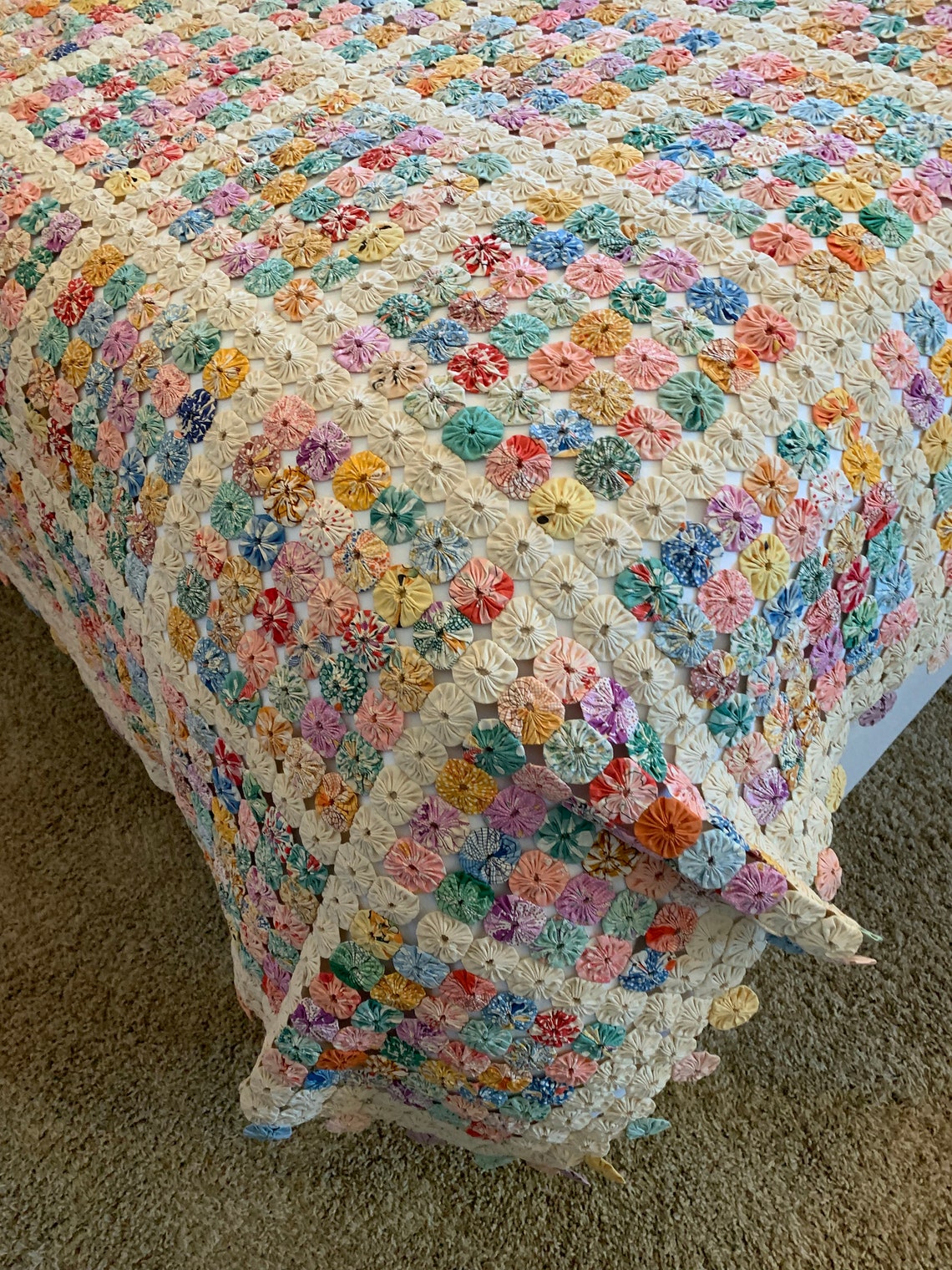 Quilt Vintage Yoyo Quilt 1930's Yoyo Quilt Collector Etsy