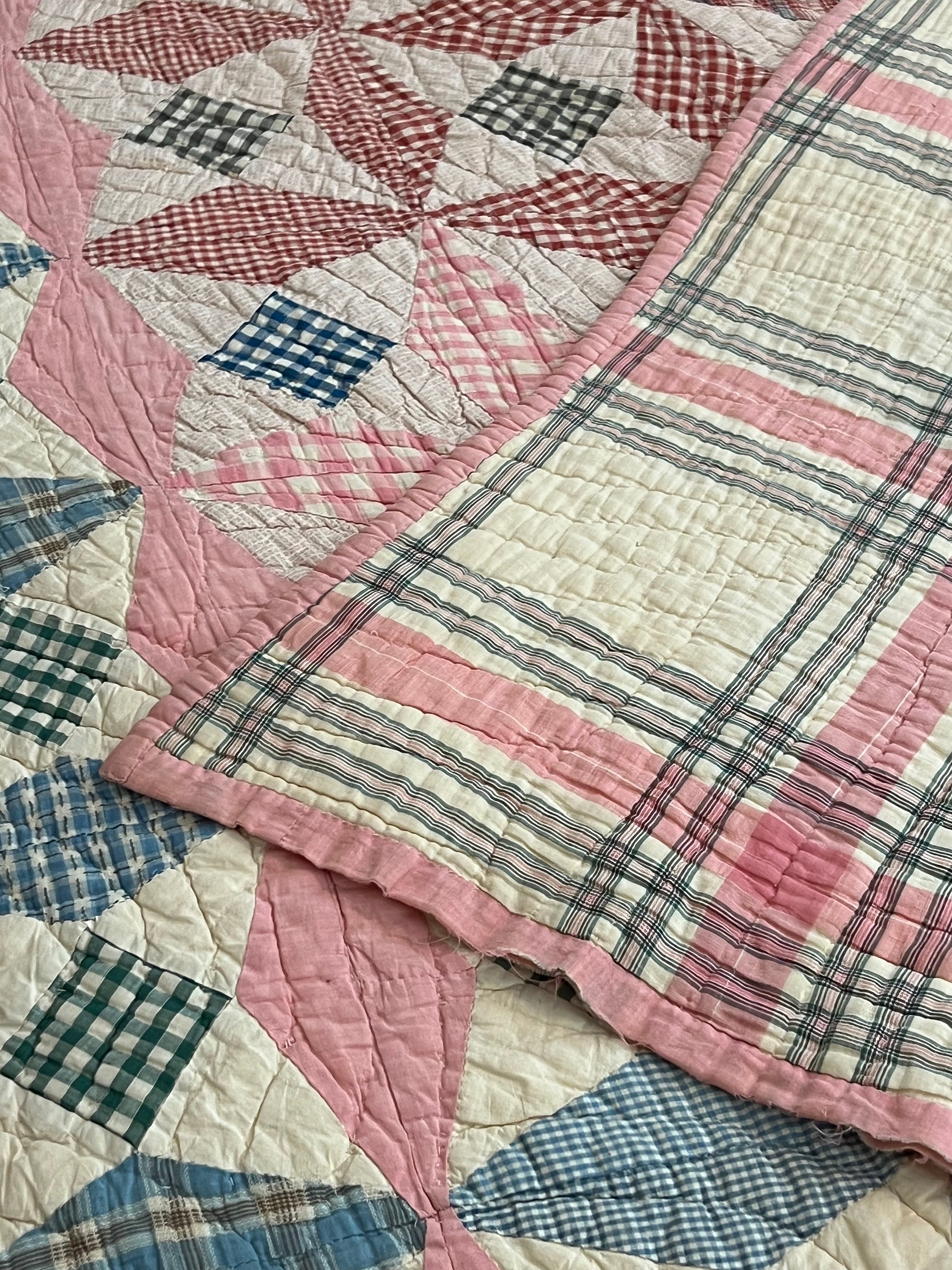 Quilt Vintage Scrappy Quilt Plaid Fabric Checked Fabric - Etsy