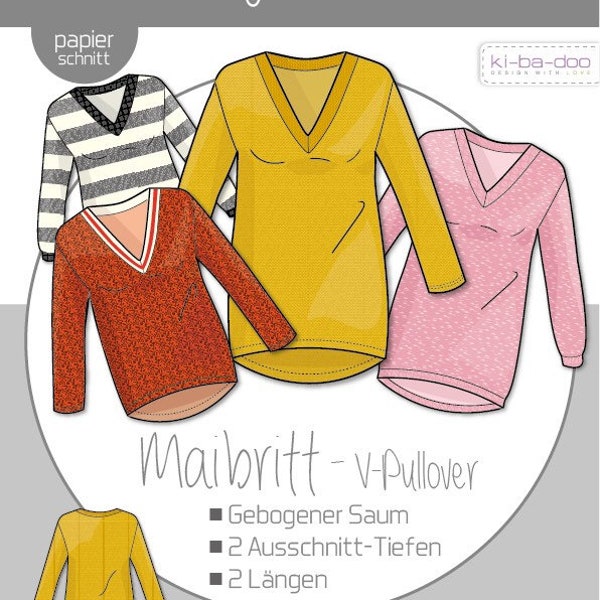 Papier-Schnittmuster Maibritt - V-Pullover - ki-ba-doo