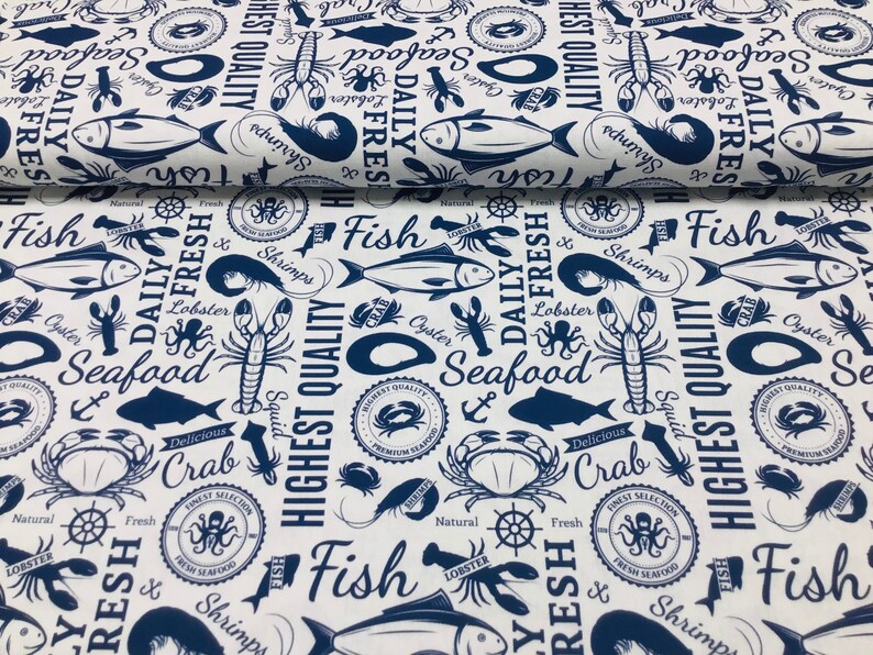 Decorative Fabric Seafood Made in Spain limited Edition Etsy