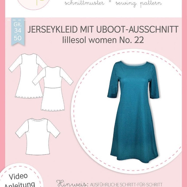 Papier-Schnittmuster Jerseykleid mit Uboot-Ausschnitt lillesol woman No. 22