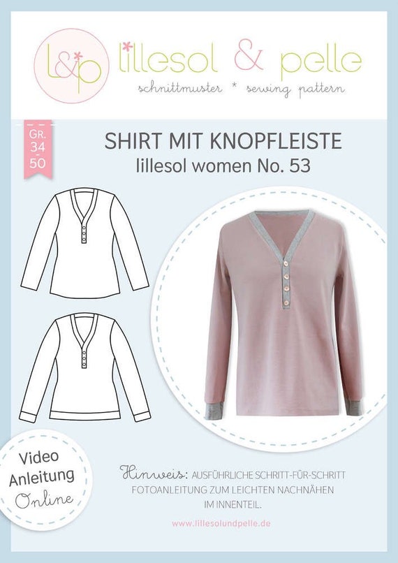 Paper Pattern Shirt With Button Placket Lillesol Women No. - Etsy