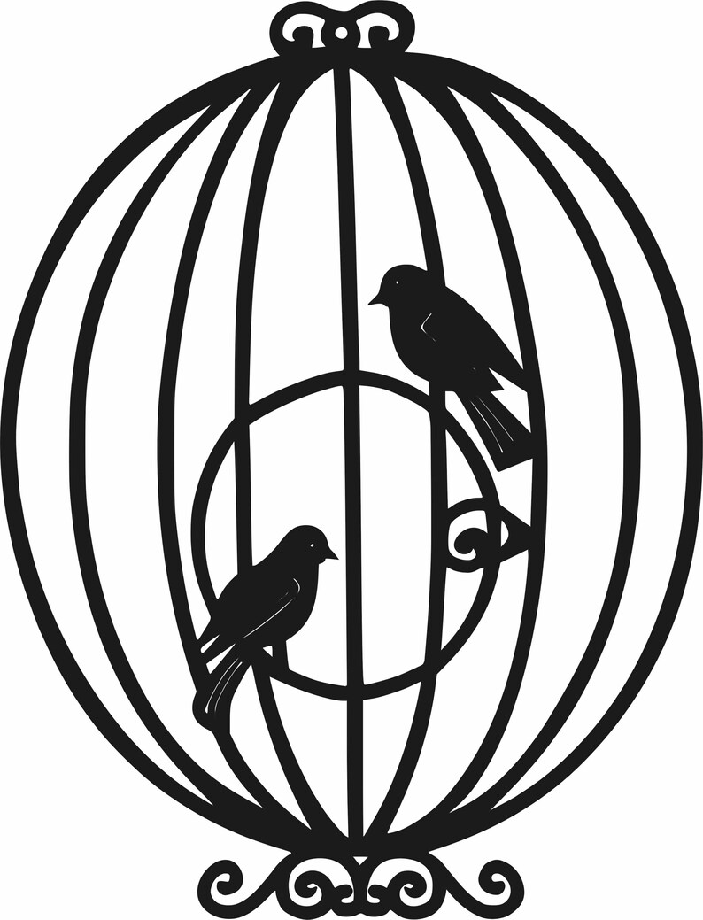 3pics caged bird for file decal image bird print set silhouette of birds dxf cdr svg jpg ai File for CNC Laser Plasma Jet Router Cut