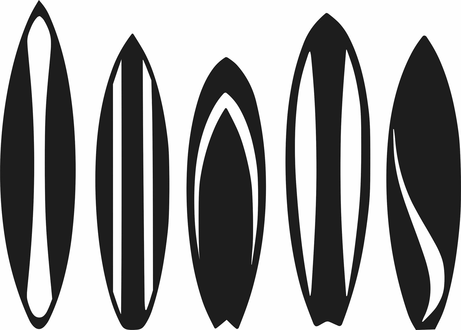 Five Surfboards Svg File Dxf Cdr Svg Jpg Ai Files CNC Cut Etsy