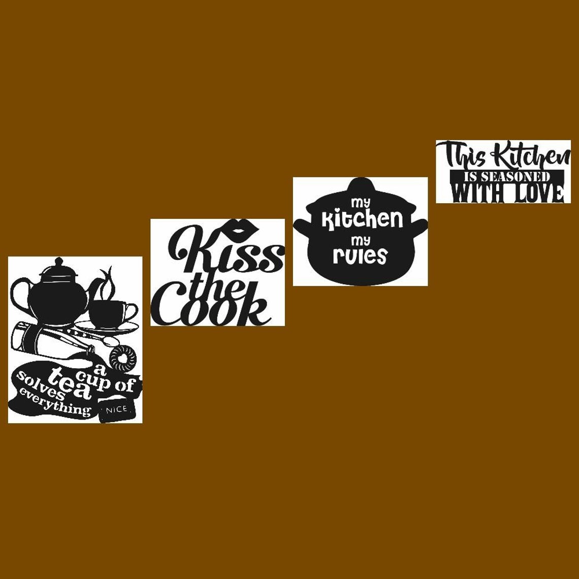 Kitchen svg file 4pics Dxf cdr svg jpg ai Files for CNC cut Etsy