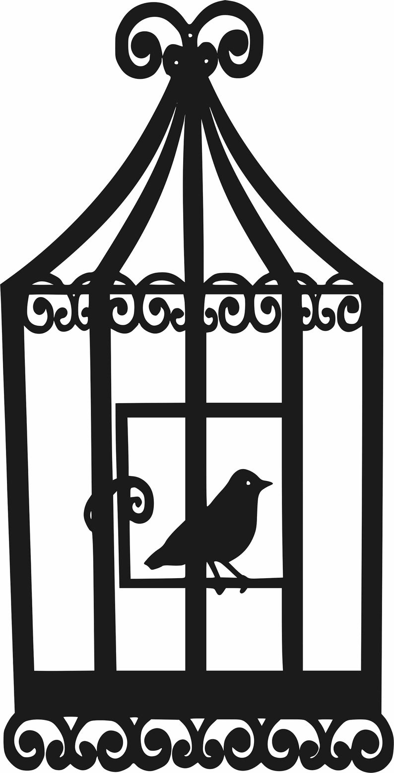 3pics caged bird for file decal image bird print set silhouette of birds dxf cdr svg jpg ai File for CNC Laser Plasma Jet Router Cut