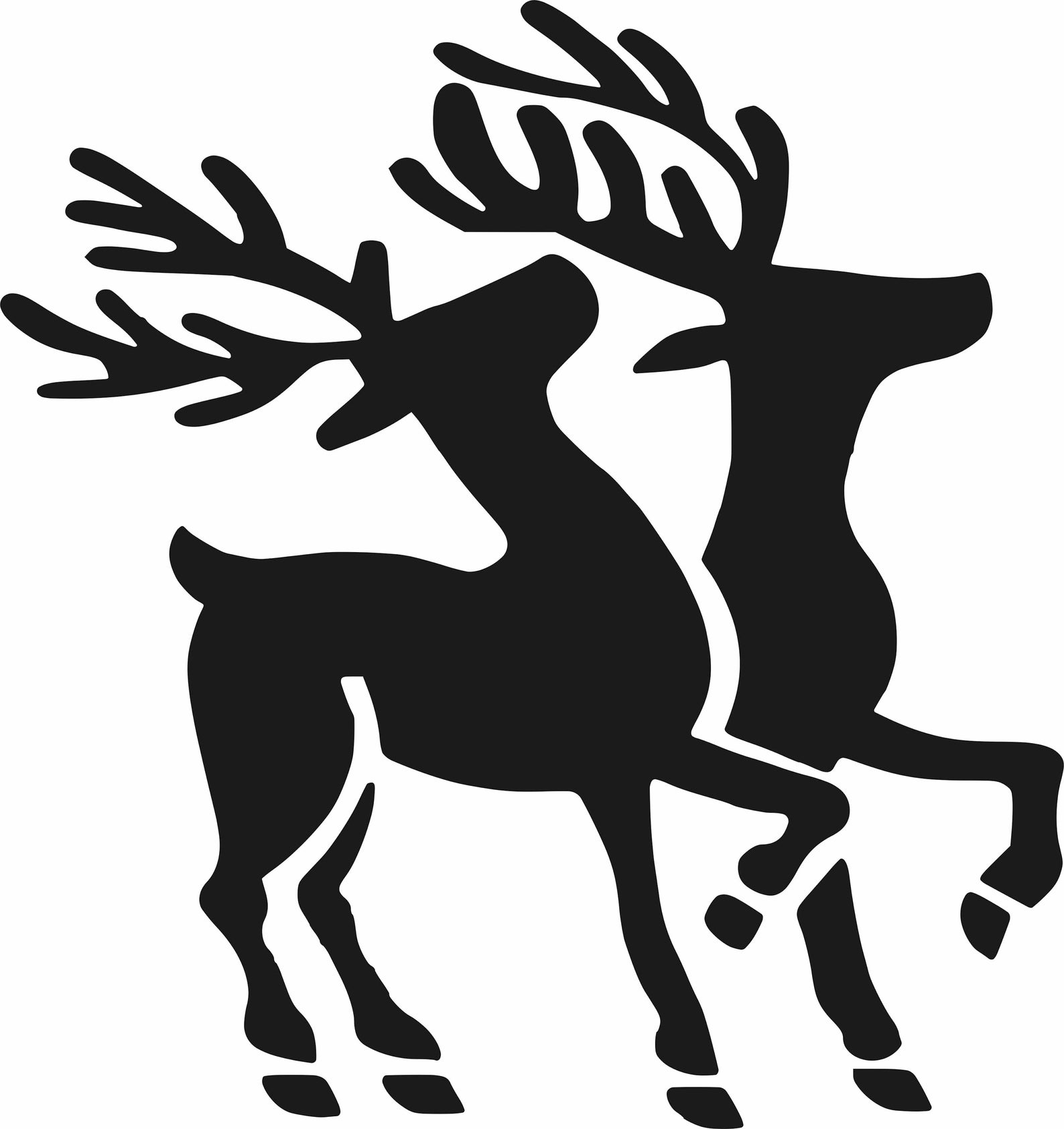 Новогодний олень трафарет
