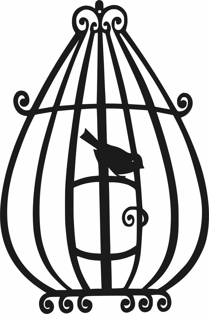 3pics caged bird for file decal image bird print set silhouette of birds dxf cdr svg jpg ai File for CNC Laser Plasma Jet Router Cut