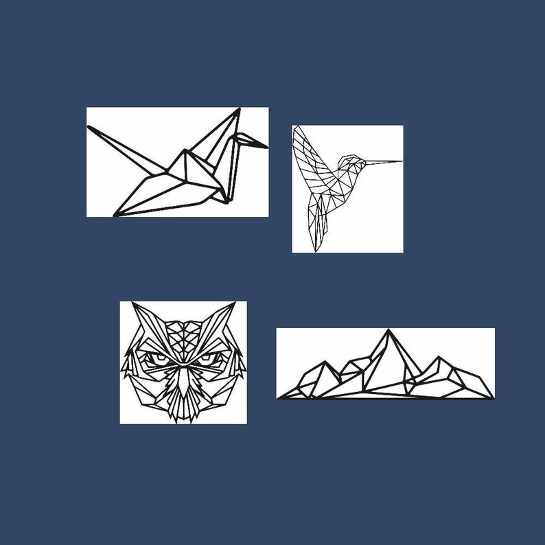 Geometric bird polygonal bird digital wall art dxf file Etsy