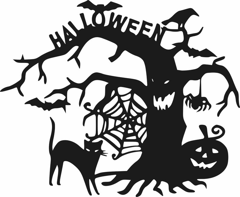 Download Cdr File Halloween Spoky Tree Dxf Cdr Svg Jpg Ai Files Laser Plasma Dxf Halloween Tree Decor Decor Dxf File Halloween Tree Svg Kits How To Metalworking