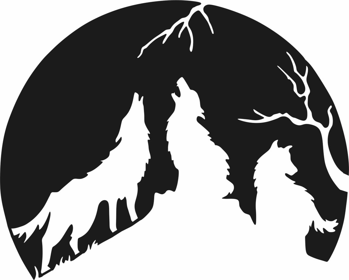 Wolf mountains wolf vinyl decal wolf lover mountain scene Etsy