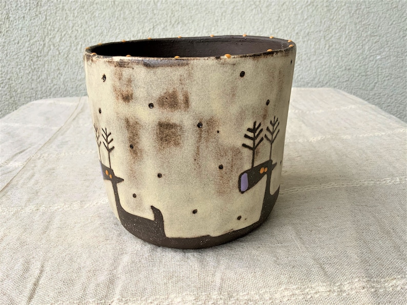Ceramic planter handmade Succulent cactus planter Pot de fleur Deer pottery planter Ceramic pot plant Pottery planter Cache pot