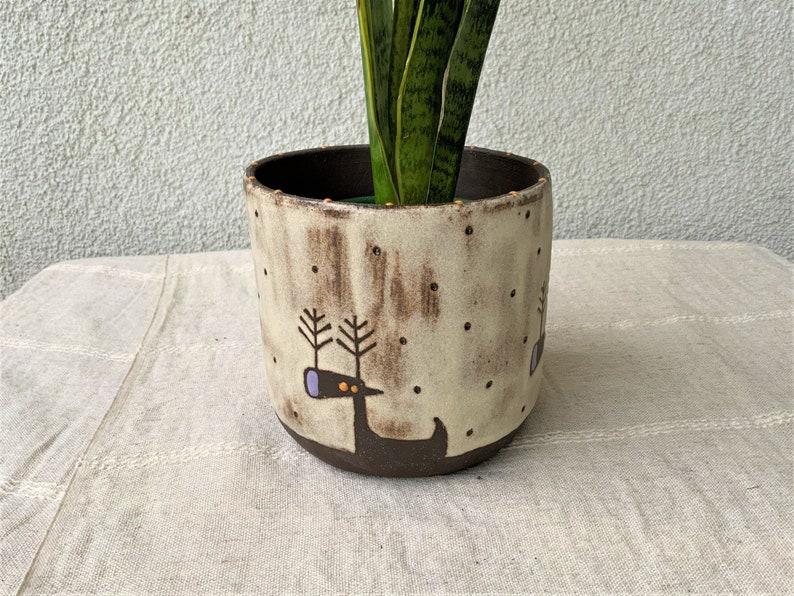 Ceramic planter handmade Succulent cactus planter Pot de fleur Deer pottery planter Ceramic pot plant Pottery planter Cache pot