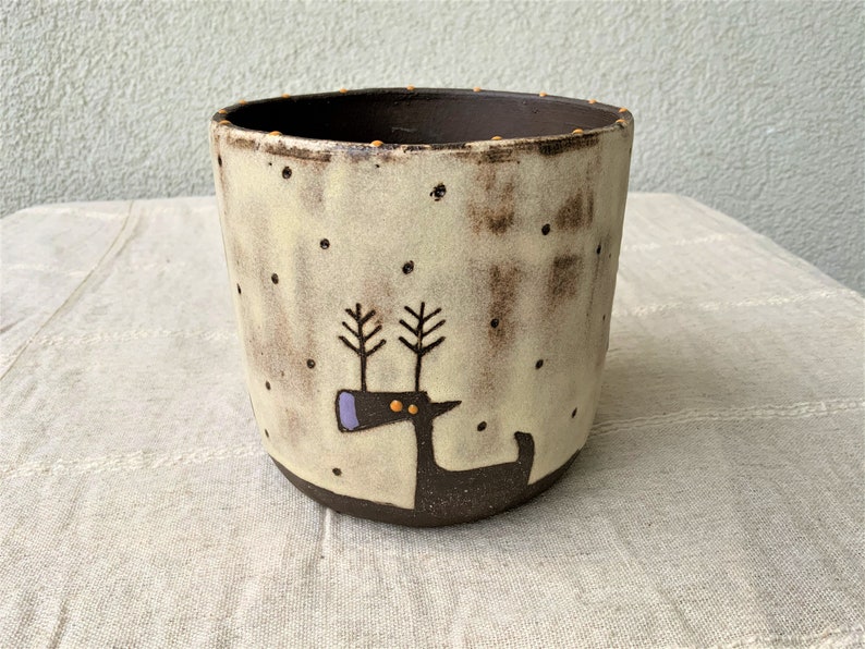 Ceramic planter handmade Succulent cactus planter Pot de fleur Deer pottery planter Ceramic pot plant Pottery planter Cache pot