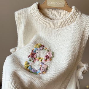 Embroidered Flower Knit Vest - Etsy