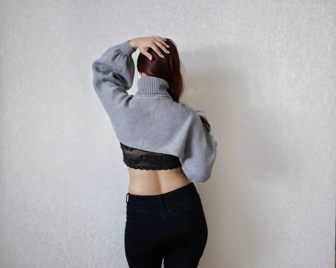 Women knit shrug turtleneck shrug longsleeve arm warmer Etsy