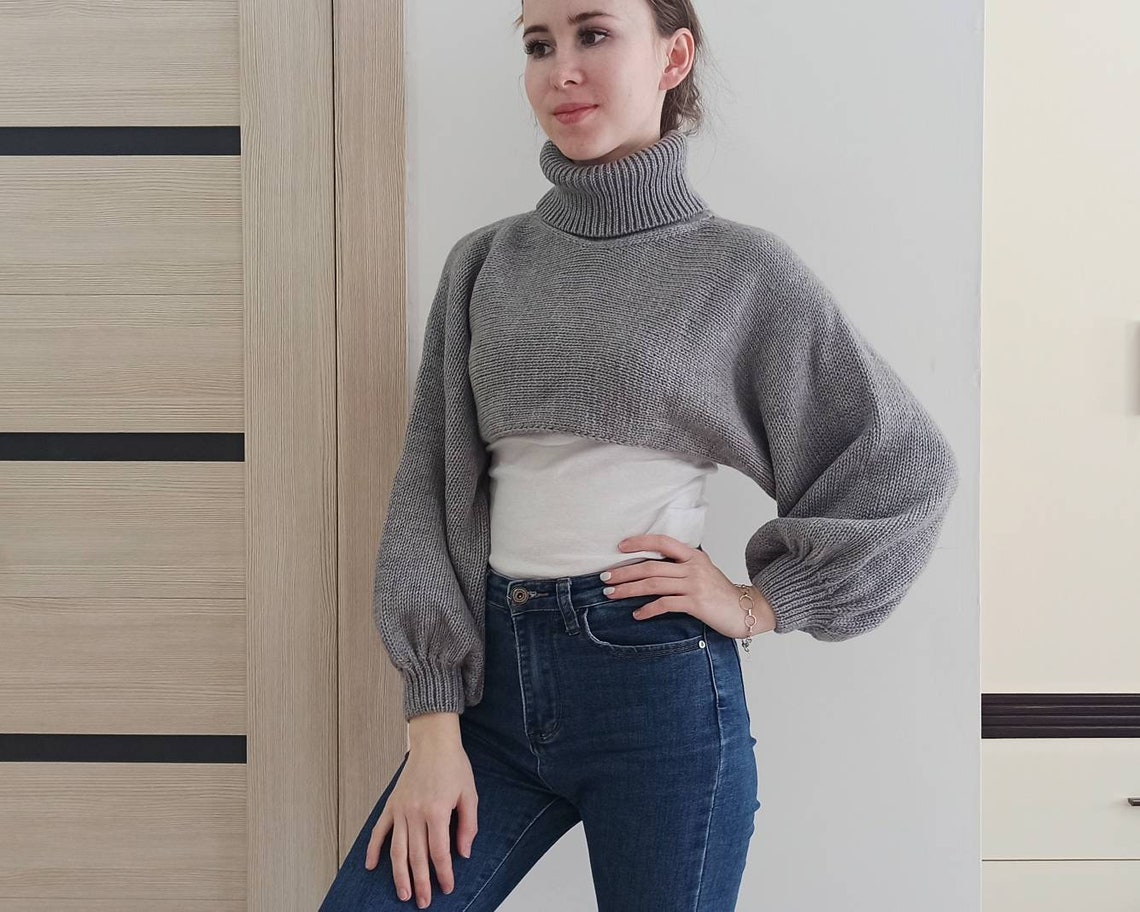 Women knit shrug turtleneck shrug longsleeve arm warmer Etsy
