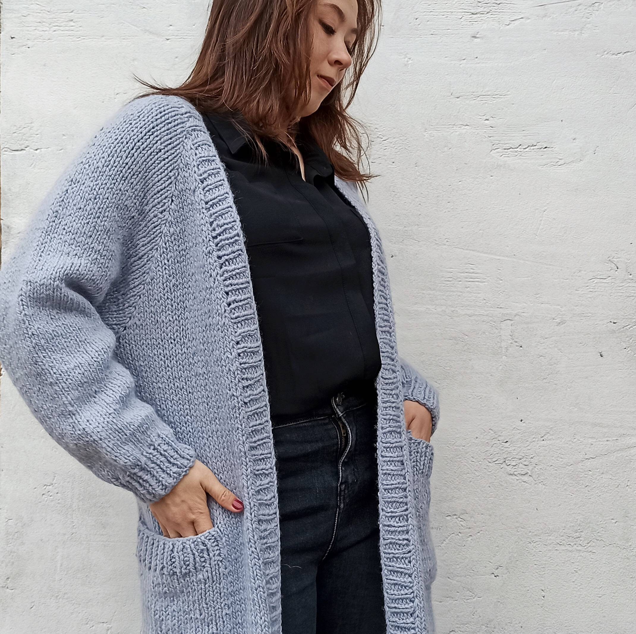 Women long cardigan. Women knit wool oversize cardigan maxi Etsy