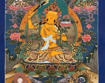 Tibet Collectable Silk Hand Painted Painting Ksitigarbha Bodhisattva Thangka