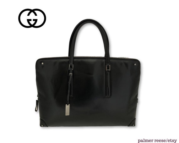 Chic GUCCI Black Leather Ladies Briefcase Large T… - image 1