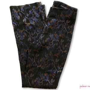 Vintage Parasuco Rockstar Dark Metallic Floral Vine Embroidered Skinny Leg Dress Pant with Back Zip Size 6