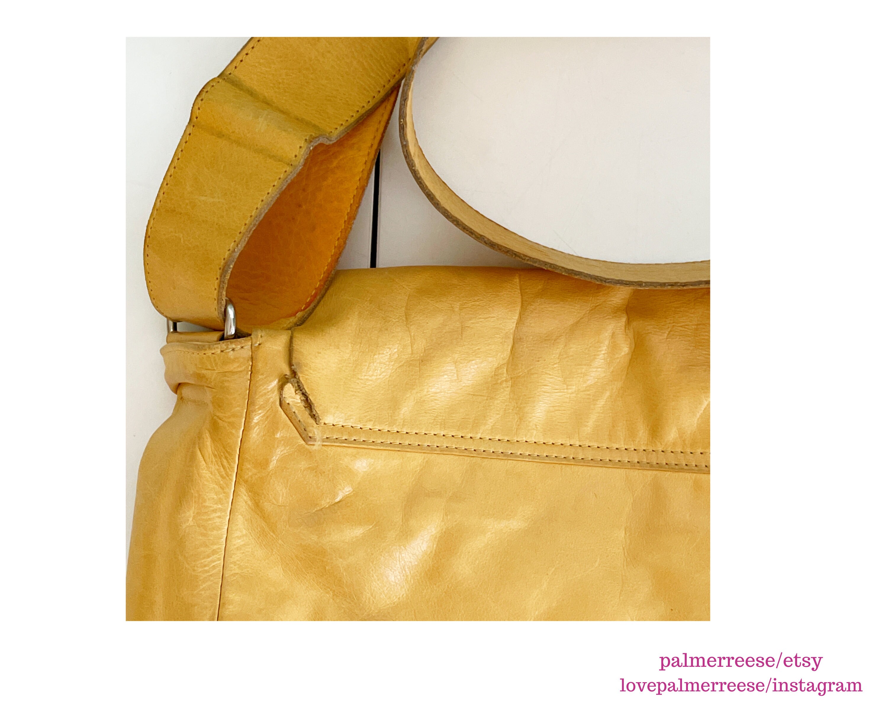 Vintage M0851 Butter Beige Tan Calfskin Leather Crossbody 