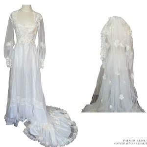 Vintage White Lace Wedding Gown with Gorgeous Veil