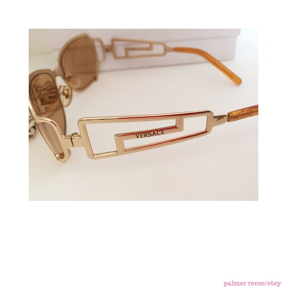 Vintage VERSACE Gold Mirrored Greek Key Sunglasse… - image 7