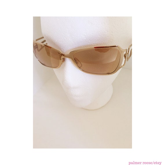 Vintage VERSACE Gold Mirrored Greek Key Sunglasse… - image 5