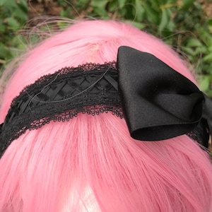 Serre-tête noir à lacets femme de chambre victorienne douce gothique lolita baroque rococo Marie pin-up princesse chaton jouer romantique bohème