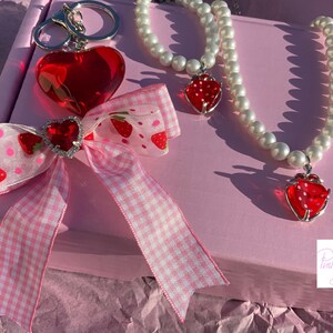 Strawberry gift Box treat birthday fruit summer love hair clip lolita coquette candy fairy core pastel necklace
