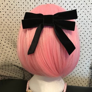 Classic Black velvet bow hair clip gothic lolita tie ballerina ballet Victorian vintage retro princess kawaii cosplay anime wedding