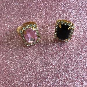Pink black rings adjustable goth lolita gothic victorian vintage rococo baroque cosplay kawaii Marie Antoinette party gift sparkly