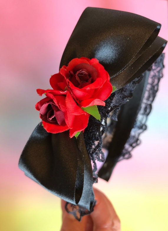 Gothic Lolita Headband Lace Flowers Vintage Victorian Cosplay Accessory Amazon.com: Ylucky Lolita Headband Victorian Bonnet Hat  main image 4