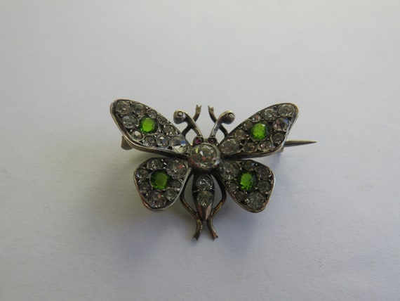 EDWARDIAN SILVER BUTTERFLY paste brooch