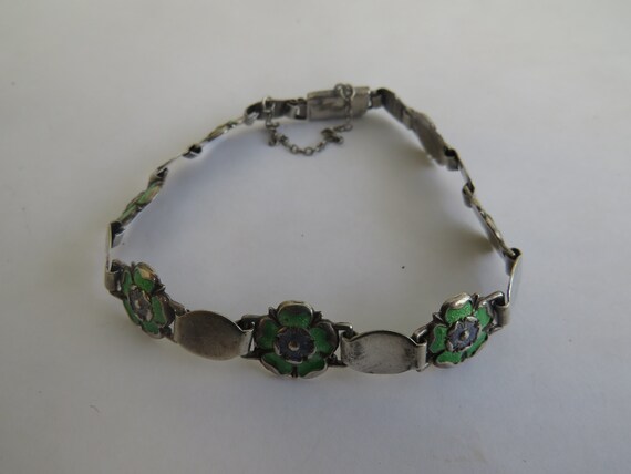 SILVER ENAMEL ROSES bracelet