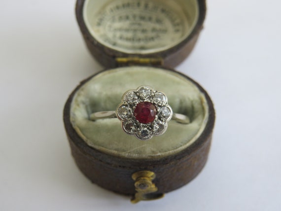 EDWARDIAN RUBY DIAMOND daisy ring