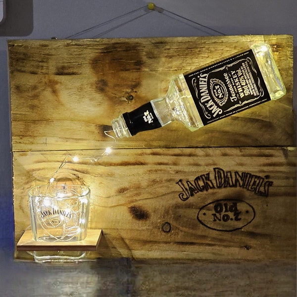 Jack Daniel’s bottle wall light with tumbler