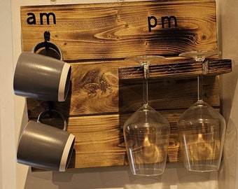 How to tell the time - AM PM coffee and wine plaque