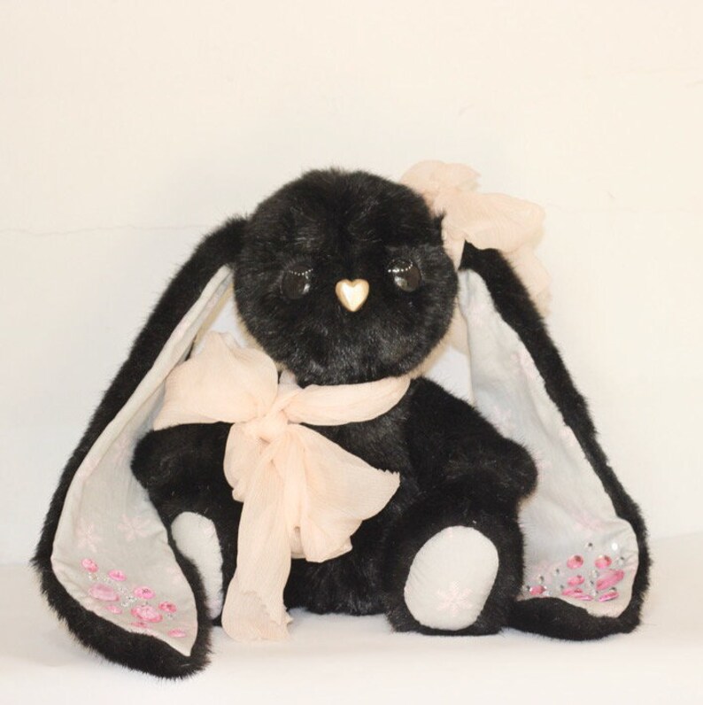 Rabbit black soft toy cute Bunny soft Bunny toy for interior Etsy