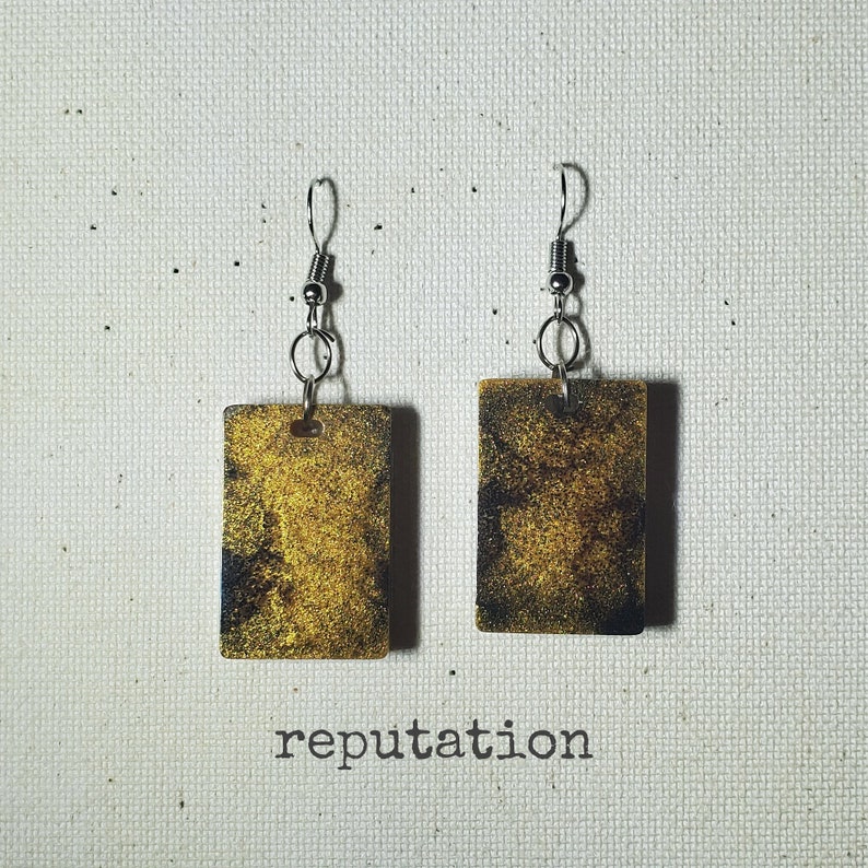 Reputation Inspired Handmade Resin Dangle Earrings